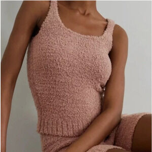 Skims Cozy Knit Teddy Tank Dusty Rose Sleeveless Scoop-neck  Top Size L/XL